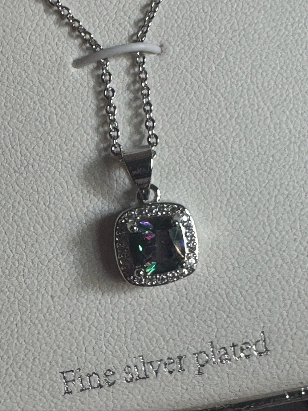 Silver-Plated Mystic Crystal Necklace & Stud Earrings